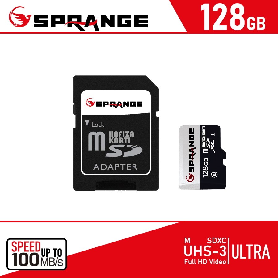 Sprange 128 GB Micro SDXC UHS-3 Up To 100 MB/S Class 10 4K Video Hafıza Kartı